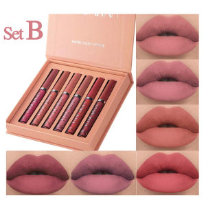 HANDAIYAN 6Pcs Matte Liquid Lipstick Makeup Set Matte liquid Long-Lasting Wear Non-Stick Cup Not Fade Waterproof Lip Gloss