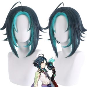 Wig Xiao Genshin Impact Rambut Palsu Halloween Pesta Cosplay Xiao Genshin Impact