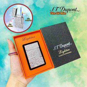 HỘP QUẸT BẬT LỬA XĂNG ĐÁ DUPONT 2 CHẾ ĐÔ ĐÁNH LỬA VÂN GÕ BÚA FULLBOX