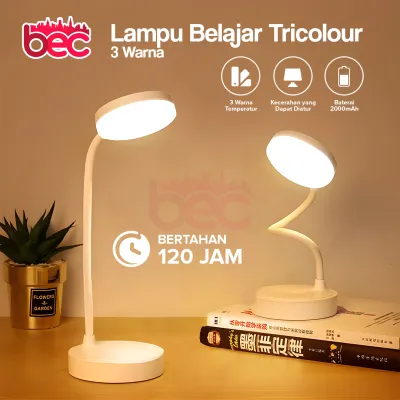 [BEC] Lampu Belajar Tricolour Sentuh 3 Warna Baca Meja Kerja Duduk 2000mAh Lampu Tidur Wireless Lampu