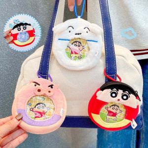DSFIF Pendant Crayon Shin-chan Badge Bag Dust-proof Anti-lost Anime Display Bag Red Mini Plush Hanging Wallet