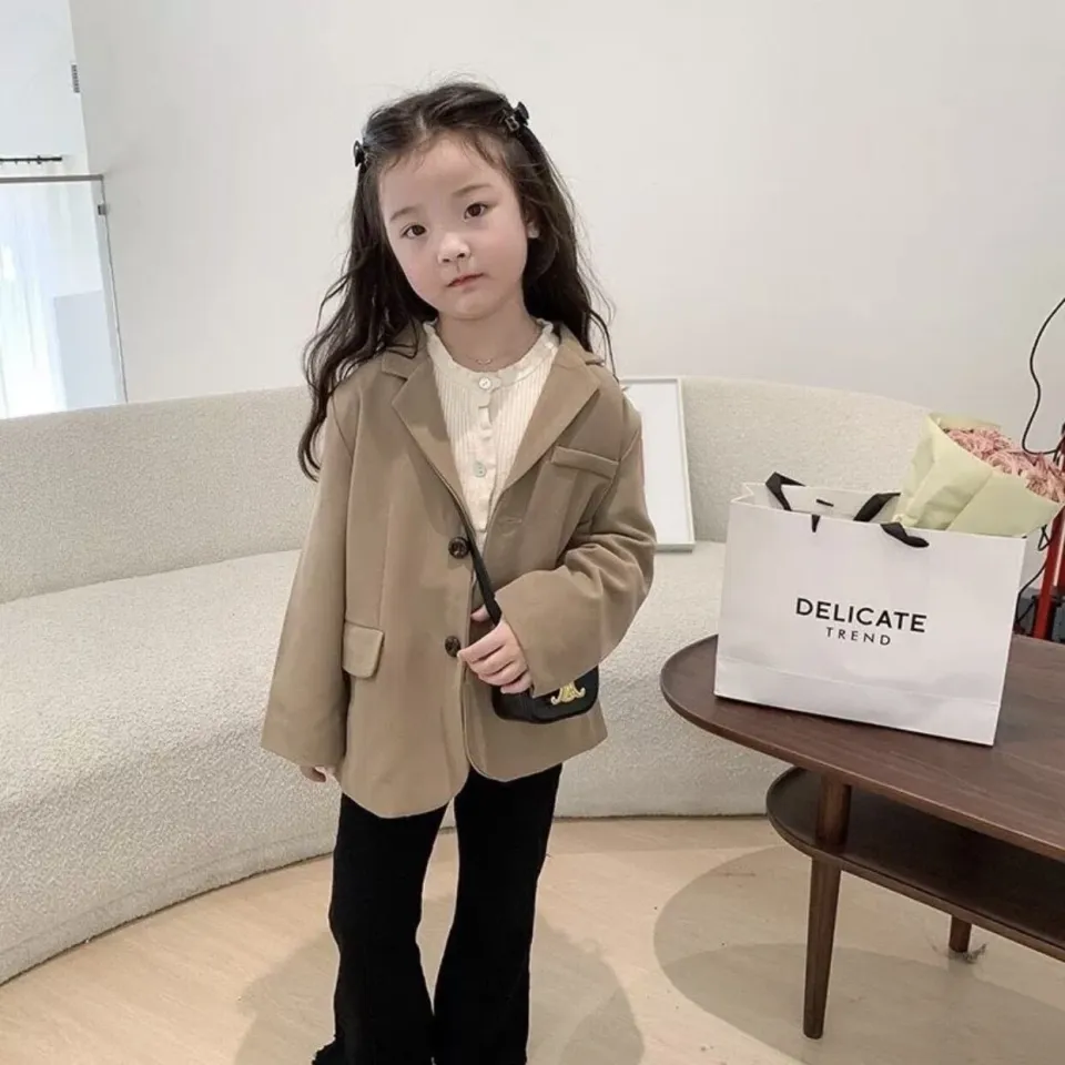 Áo vest bé gái áo khoác blazer cho bé gái màu hồng vàng thời trang hàn quốc  - AGB | Shopee Việt Nam