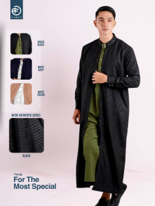 Fobdg Gamis Al-Jabbar Jubah 2 Lapis layer Lengan Panjang tersedia 3 warna Motif Embos Batik