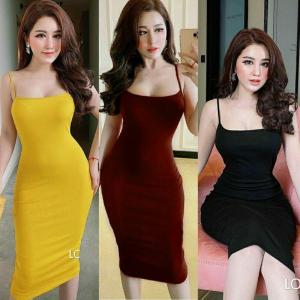 DRES WANITA KEKINIAN//DRES KETAT//DRES POLOS//TANK TOP//SEPANDEK SOFT//DRES SLIM// Korean Square Neck Dress (Size L-XL-XXL)