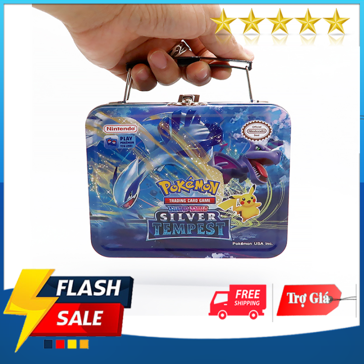 (FREE SHIP - SIZE LỚN)Bộ Bài Pokemon Hộp Sắt Có Quai Nắp Cài - Thẻ Bài ...