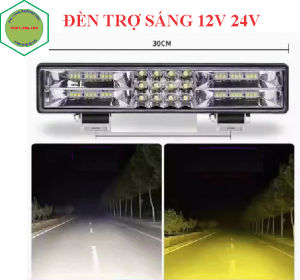 Đèn Trợ Sáng Dài 30cm 2 Màu 5 Chế Độ 12V 24V Máy Cày Máy Gặt Siêu Sáng
