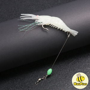 MaxPlus 1PCS Soft Prawn Shrimp Swivel Wobbler Hook Luminous Silicon Soft Artificial Bait With Hooks