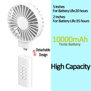 Zeallion 10000mAh Separate Two-in-One Suction Cup Mobile Power Supply Small Fan Portable PD QC With Wire Super Fast Charge