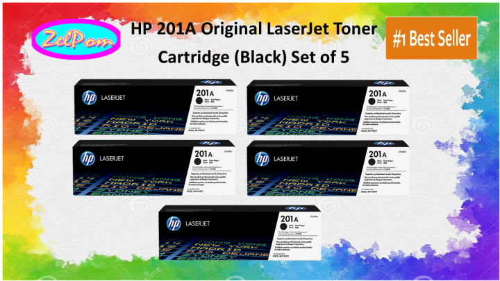 HP 201A Original LaserJet Toner Cartridge (Black) Set of 5