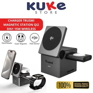 KUKE Charger Trusmi Station Qi2 3in1 Wireless / Cube Charging Magnetic 15W For Smartphone Smartwatch Earbuds Fast Charging ORIGINAL