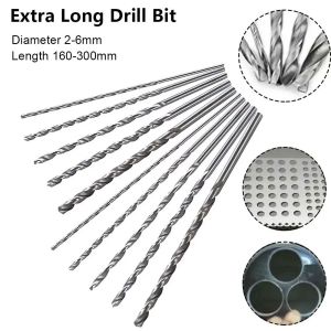 UNDATA 1Pcs Length 160-300mm Extra Long Drill Bit Straight Shank Diameter 2-6mm Power Tool Durable HSS Steel Drilling Tool for Wood Aluminum Plastic