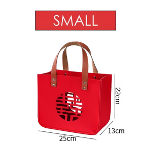 ABS Tote Bag Doorgift Chinese Gift Wedding Storage Bags Red Felt Handbag Double Happiness Design Bridesmaids Guests Betrothal 喜庆袋 中式礼品袋
