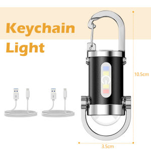 Waterproof Keychain Flashlight Portable Waist Hanging Keychain Mini Flashlight COB Side Light Rechargeable Waterproof Designed
