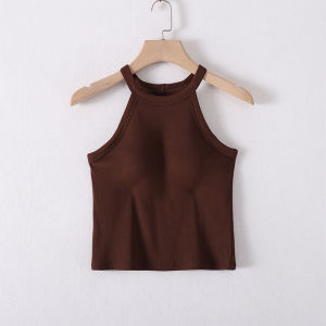 【Veimia Official】Ribbed Tank Tops With Built-in 3D Cup Bra - 2 In 1 Fashionable & Versatile Halter Tops Cover Armpit Fat & Show Beautiful Back