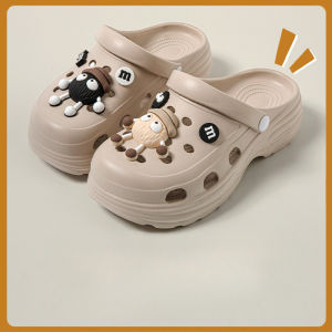 IELGY Thick-soled Womens Cute Cartoon Coal EVA Height-increasing Flat Sandals for Summer
