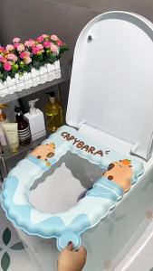 Four Seasons Universal Thickened Toilet Seat Cushion Home Cartoon Washable Toilet Cover Adhesive Waterproof Cute Toilet Seat Pad [ Free Shipping ]