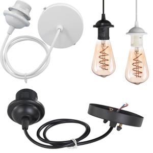 ESFDGL Lantern Fitting E27 DIY Lampshade Hanging Ceiling Light Lamp Holder Line Bulb Base