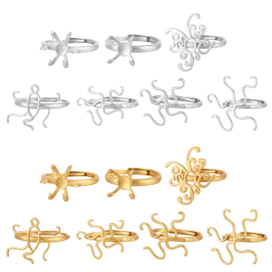 Claw Rings Blank Adjustable Brass Rings Bases Finger Rings Base for DIY Making Inlaid Turquoise Gem