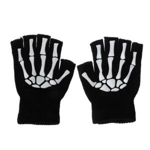 Half Finger Skeleton Cycling Gloves Riding Bike Sports Keeping Warm for Outdoor Walking Hiking in Cold Weather