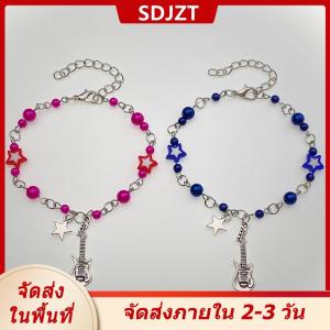 [COD] SDJZT Ship within 24 hours New Trendy Y2K Couple Bracelets For Women Girl Hollow Pentagram Guitar Pendant Beaded Bracelet Friends Jewelry Gift