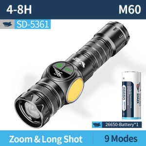 SMILING SHARK SD5361 LED Flashlight 9Mode COB Camping Light 26650 Type-c Rechargeable Work Torch Light Waterproof Outdoor Working Camping Lighting