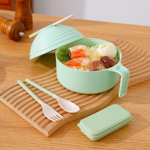Wheat straw biodegradable plastic instant noodle bowls set