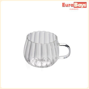 E.B.【Ready in Stock】 Striped Glass Cups Pumpkin Shape Mug Transparent Water Tea Milk Juice Cup