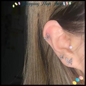 【Jumpping】 ชุดต่างหูคริสตัล6ชิ้น เซ็ตแบบเรียบต่างหูเพทายรูปผีเสื้อสำหรับผู้หญิงเครื่องประดับสำหรับงานเลี้ยงงานแต่งงานงานหมั้น