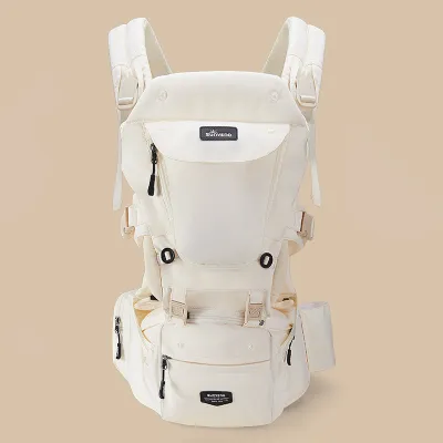 SUNVENO Multifunction Foldable Baby Carrier with Detachable Hip Seat 6 in 1 Ergonomic Baby Carrier with Headcover for Home Outdoor Travel 0-36 Months Babies Girls and Boys