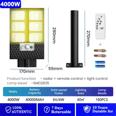 15000W Solar Outdoor Light With 3 Modes Super Bright IP67 Waterproof Solar Street Light With Remote Control+Motion Sensor Suitable For YardParkGarden