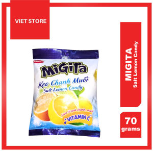 Viet Store Bibica Migita Salt Lemon Candy 70g Vitamin C Fresh Breath Product of Vietnam