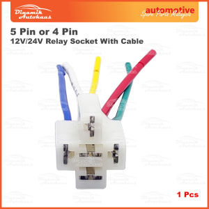 5 Pin Relay Socket (Soket) With Wire Cable For 12V / 24V Universal Automotive Car Relay Connector (1 Pcs)