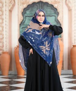 Khimar Kerudung Oval AB-819 Printing Motif Bahan Ceruty Kerudung Saja TANPA GAMIS Realpict Premium