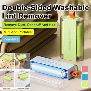 🤩Big Discount🤩Household Portable Dust Cleaning Brush Cleaning Tool Double Sided Roller Sticker New Double Sided Lint Roller With Cover Washable Pet Hair Remover For Clothes Portable Fabric Shaver Reusable Dust Cleaning Brush