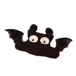 PERNEAKY Dệt Kim thủ công Trang phục halloween cho thú cưng Hoạt hình Cánh Dơi Mũ ấm cho mèo Quà Tặng Lễ Hội Dệt thủ công Vòng Cổ Chó Halloween Phụ Kiện Thú cưng