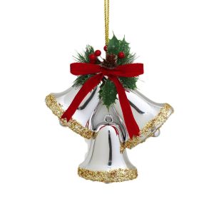 GAOSU Triple-Bell Christmas Bell Hanging Ornament Plastic DIY Christmas Bell Pendant Christmas Decoration Supplies Red Berry Christmas Tree Bell Decoration Christmas Decoration