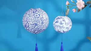 Green Paper Lanterns Chinese Style Classical Traditional Festive Bamboo Hand-painted Lanterns