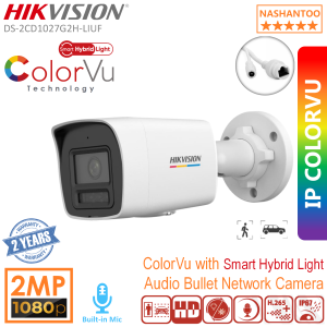(2025 New) HIKVISION DS-2CD1027G2H-LIUF 2MP Smart Hybrid Light Audio Bullet Network IP Camera Support Human and Vehicle Detection H.265+ 512GB Storage Built-in MIC IP Camera