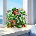 Bluethy St Patrick Day Centerpiece Tabletop Festival Decoration St Patrick's Day Acrylic Table Sign 2d Irish Shamrock Leprechaun Ornament for Home Office Desk Shelf Decor Festive Indoor Decoration Gift. 