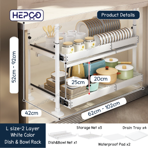 almari tarik rail rak dapur /kitchen cabinet pull out dish & bowl rack / multi-function pull out basket