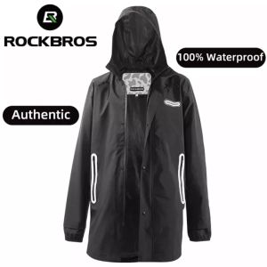 ROCKBROS Motorcycle Raincoat Fully Waterproof Cycling Jacket Reflective Hooded Raincoat Hiking Camping Fishing Outdoor Sports Windbreaker