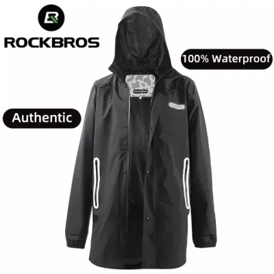 ROCKBROS Raincoat Waterproof Windproof Extended Windbreaker for Men Women Reflective Motorcycle Rain Gear Kapote Pancho Coat Unisex with Hat