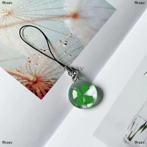 [COD] fhsav Fashion Lucky Four Leaf Clover Keychain Lucky Clover Phone Lanyard Exquisite Pendant Keyring Bag Decoration Accessories Gifts