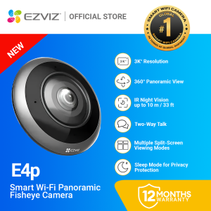 EZVIZ E4p 3K+ Smart WiFi Panoramic Fisheye Camera 360° Indoor CCTV AI Human Detection Two-Way Talk Color Night Vision Dual-Band WiFi 2.4G/5G Type-C microSD 512GB Home Security Camera
