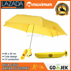MAX COD - Payung Pisang Banana Umbrella / Payung Lipat Model Pisang UV Protection Portable / Payung Anak - Yellow