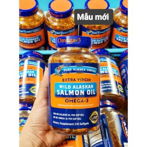 Viên dầu cá hồi Pure Alaska Omega Wild Alaskan Salmon Oil Omega3 1000 mg chai 210 viên của Mỹ - Làm chậm quá trình lão hóa ngăn ngừa sự suy giảm trí nhớ cho người lớn đặc biệt là người già. - Giúp giảm sự mệt mỏi căng thẳng đầu óc. - Giúp đôi mắt sáng