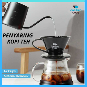 COD One Two Cups Filter Penyaring Kopi V60 Glass Coffee Filter Dripper ZM639 / alat untuk menyaring kopi bubuk halus satainless vietnam drif ampas kopi teh cangkir kain kertas gelas filter terbaik murah serbaguna promo
