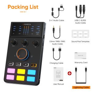 COMICA ADCaster C1 Portable Podcast Audio Interface with Voice Changer USB Sound Card Dual XLR Input Bluetooth for Streaming Gaming Recording Singing Official Original