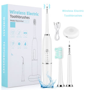 Huife 2 in 1 Wireless Electric Dental Scaler Rechargable Ultrasonic Electric Toothbrush Plaque Remover Dental Calculus Tartar Removal Waterproof Tooth Cleaner