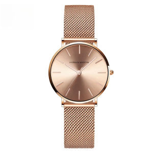 HANNAH MARTIN Brand Quality Stainless Steel Japan Quartz Movement Waterproof Women 36mm Full Rose Gold Ladies Dropshipping Watch